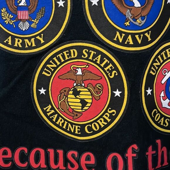 US Military Land of the Free Because of the Brave Gildan Mens Tee Size Large - Picture 7 of 16